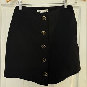 Zara Black Mini Skirt with Button Detail